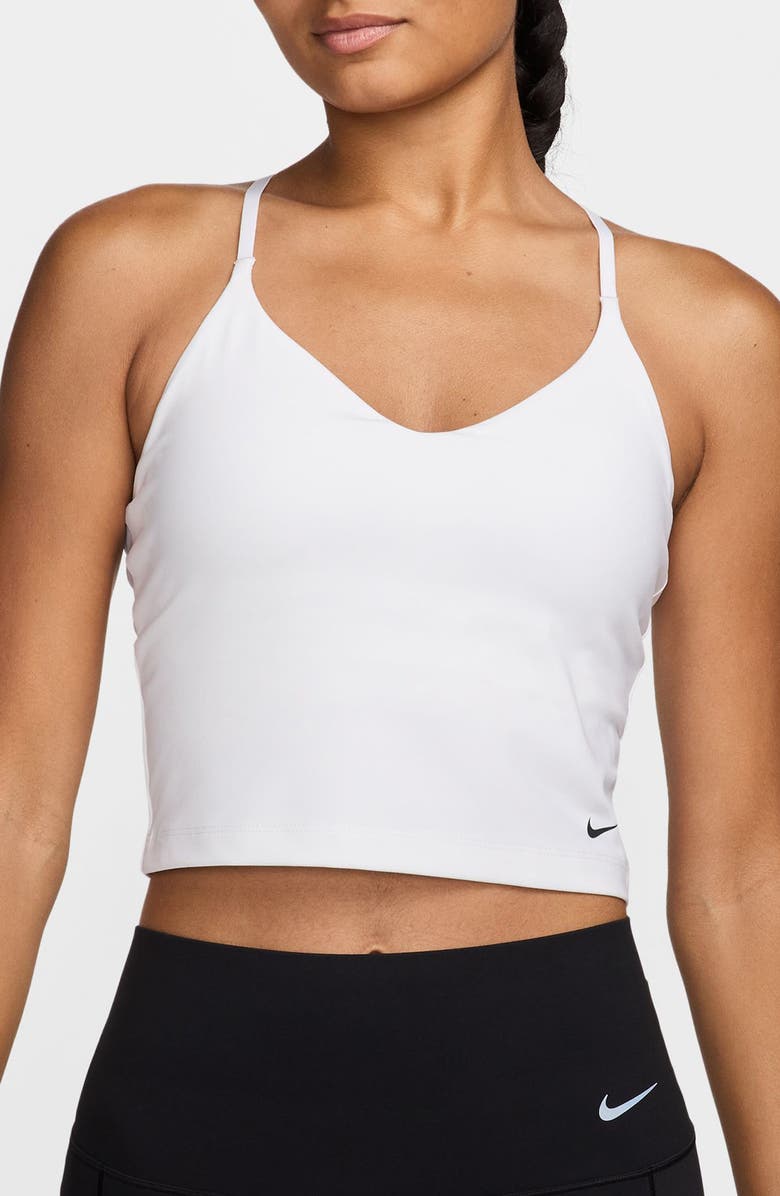 Nike Indy Light-Support Padded Sports Bra Tank, Main, color, 100 White/ Black