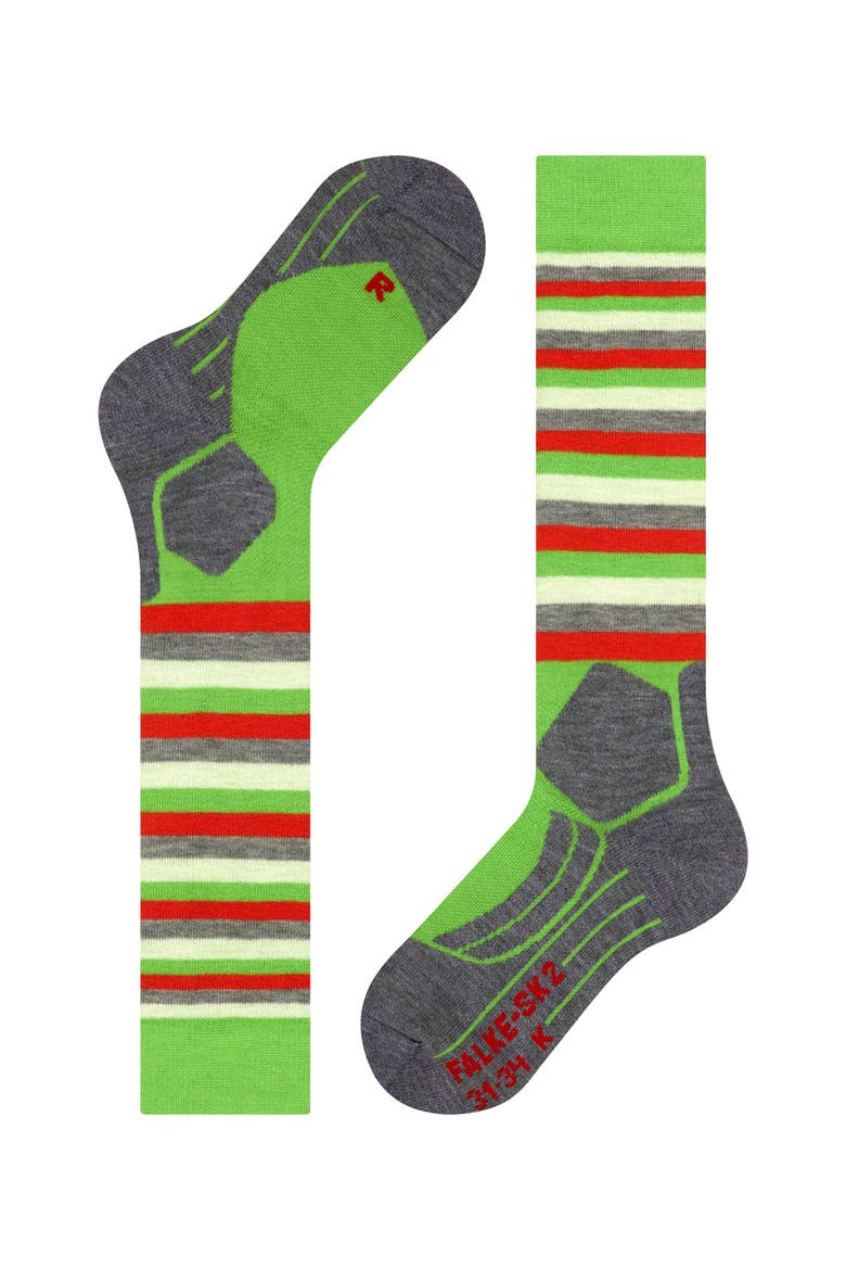 SK2 Intermediate Stripes Ski Socks, Alternate, color, Vivid Green