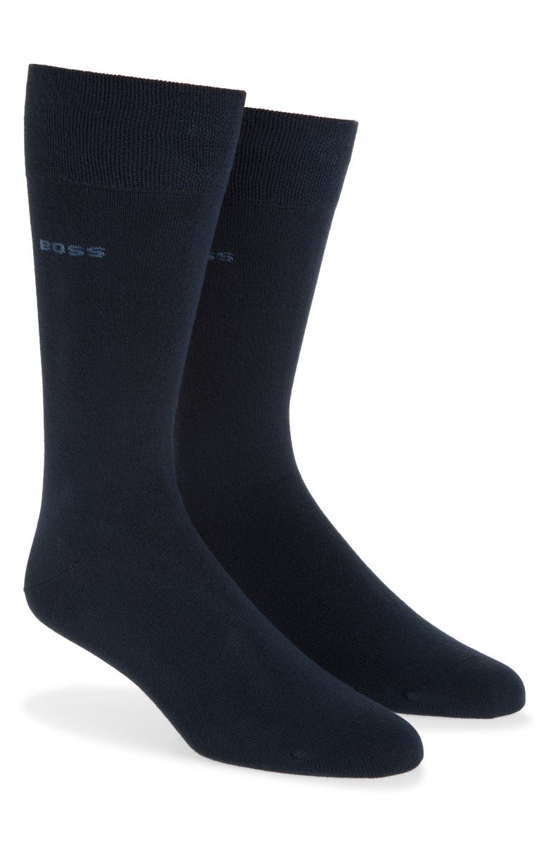 BOSS Assorted 2-Pack Dress Socks, Main, color, Dark Blue
