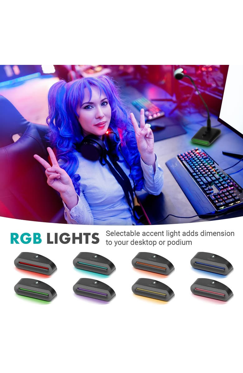 MOVO GM-7 USB Gooseneck Microphone for Computers, Alternate, color, Black