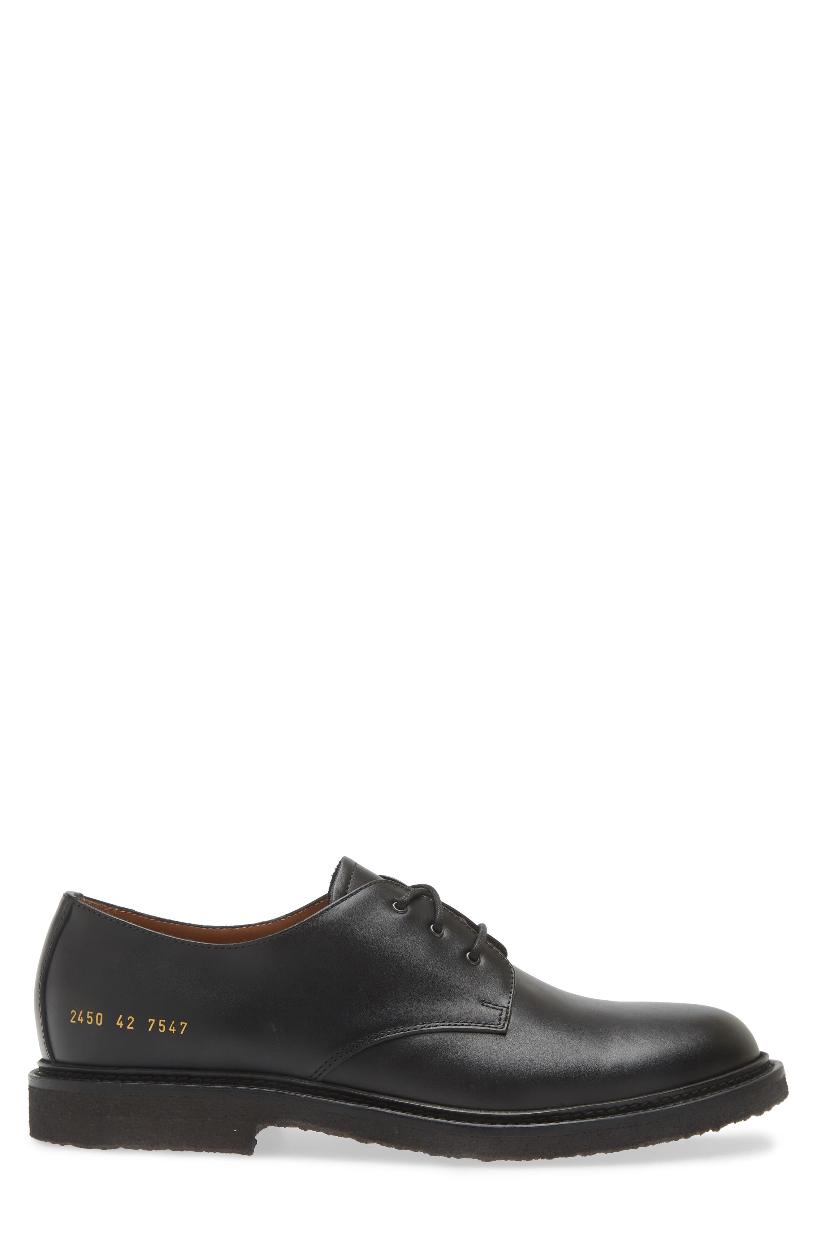 Common Projects Officer's Plain Toe Derby, Alternate, color, Black