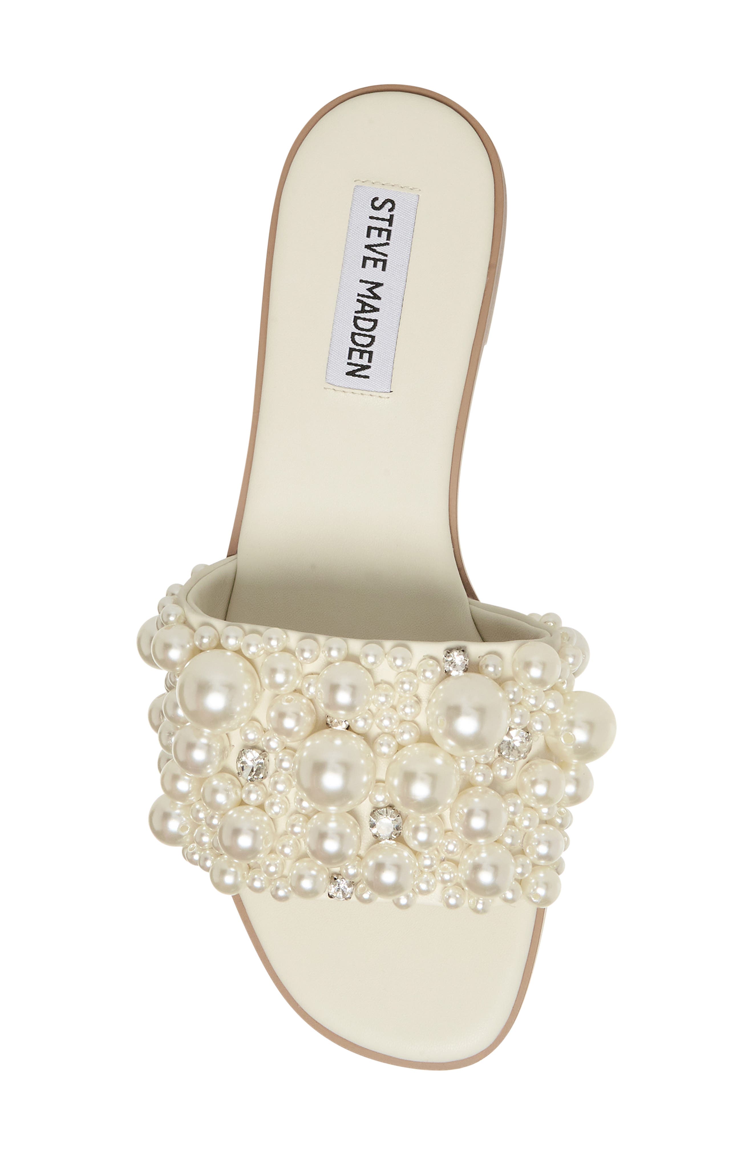 Knicky Imitation Pearl Embellished Slide Sandal, Alternate, color, PEARL