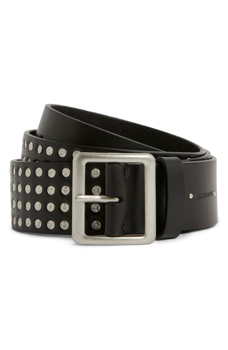 AllSaints Hammered Stud Leather Belt, Alternate, color,