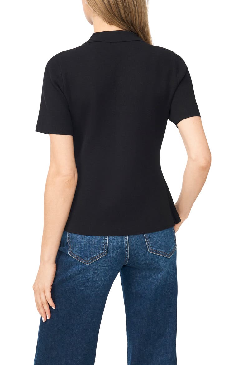 Eva Collar Peplum Short Sleeve Cardigan, Alternate, color, RICH BLACK