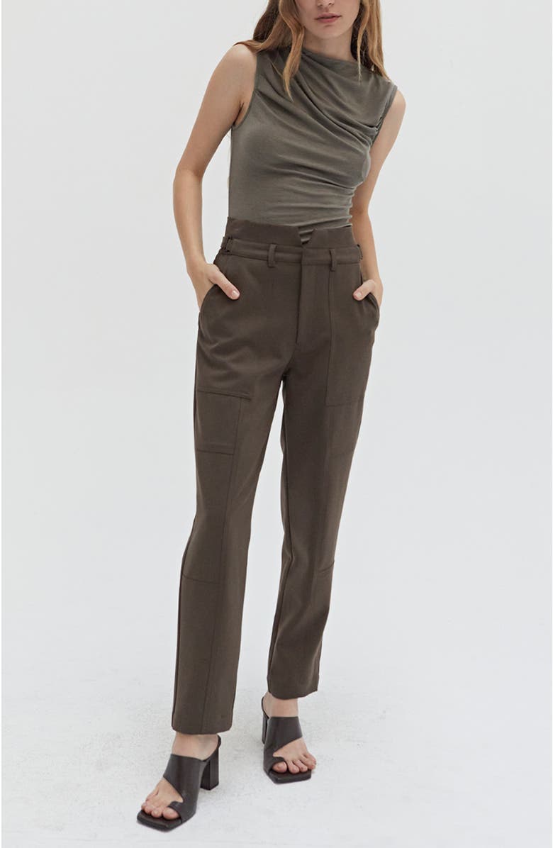 CRESCENT Seam Detailed Pants, Alternate, color, Espresso