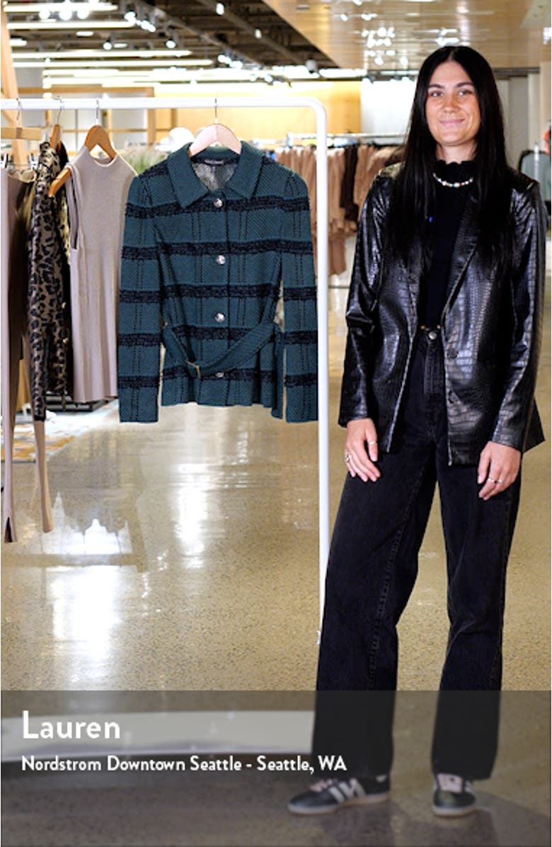 Stripe Belted Tweed Blazer, sales video thumbnail