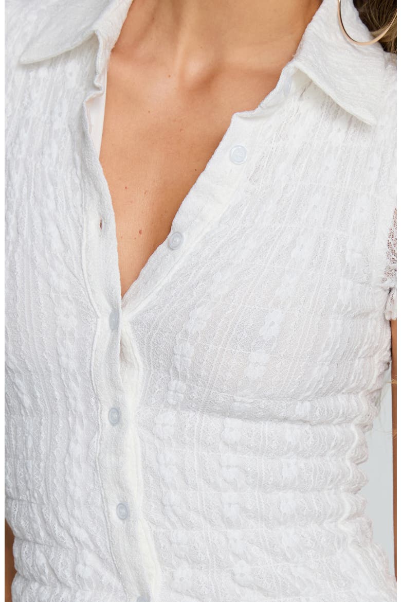 Melaniya Lace Button Up Top, Alternate, color, WHITE