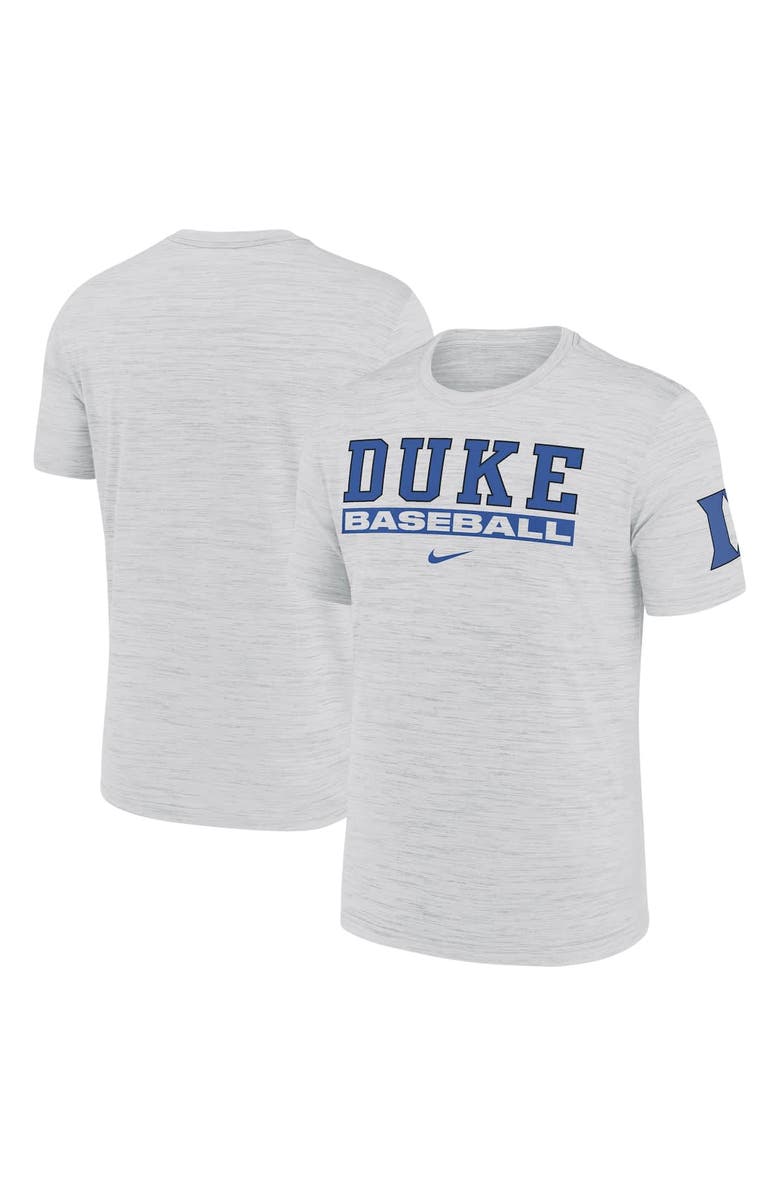 Nike Men's Nike Ash Duke Blue Devils Velocity Baseball Wordmark Stack Performance T-Shirt, Alternate, color, Ash