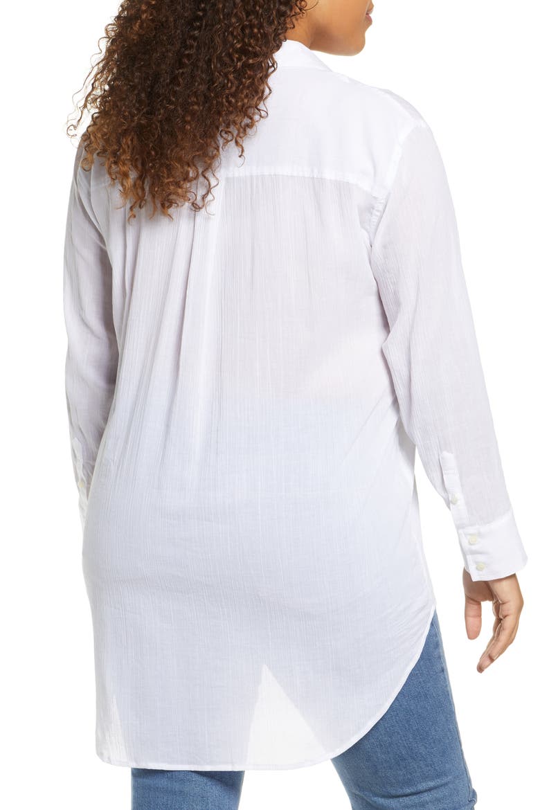 Gauzy Cotton Tunic Blouse, Alternate, color, WHITE