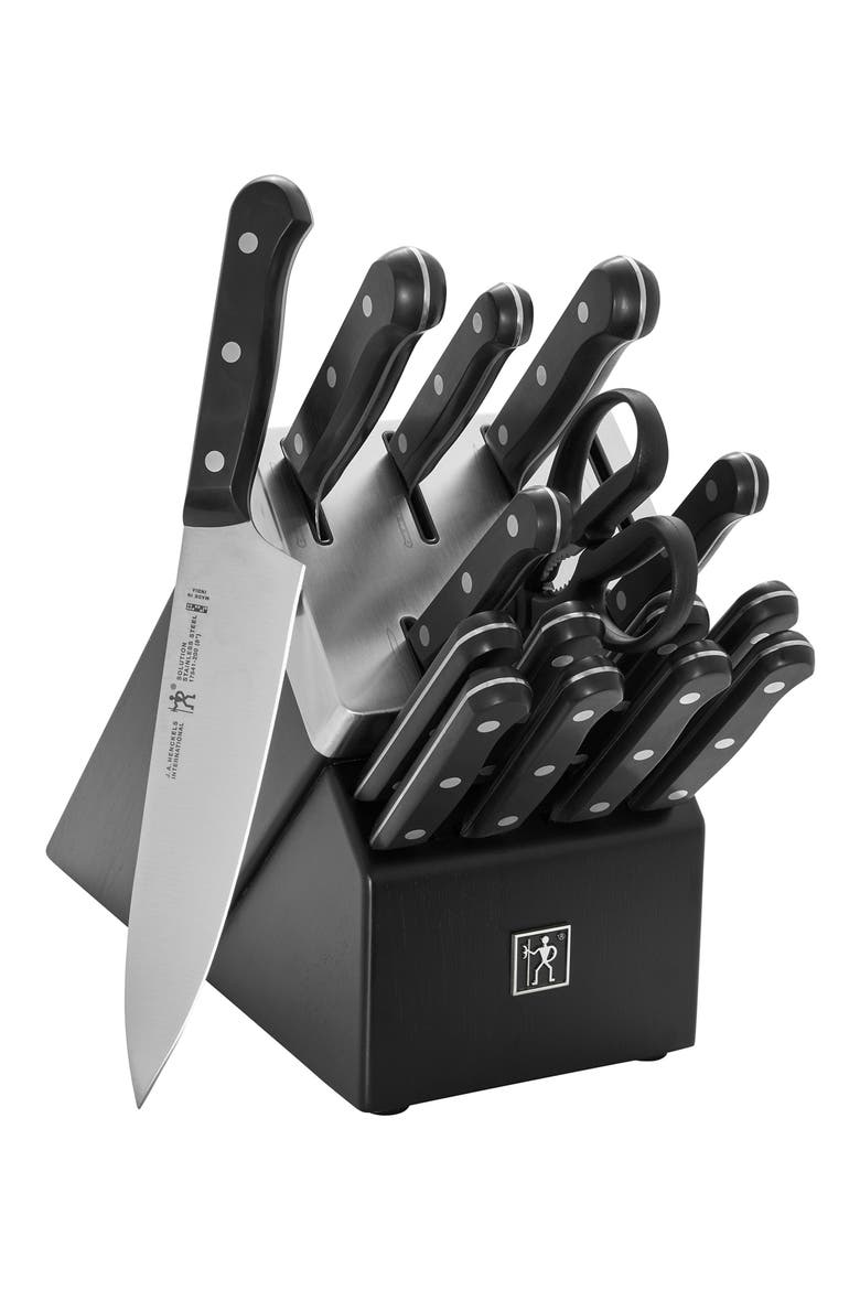 Solution 16-Piece Self Sharpening Knife Block Set, Alternate, color, BLACK