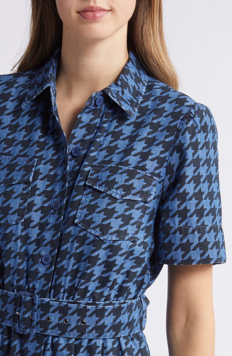 Anne Klein Houndstooth Print Denim Shirtdress, Alternate, color,
