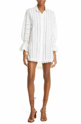 Catalana Lace Inset High-Low Cotton Tunic Shirt