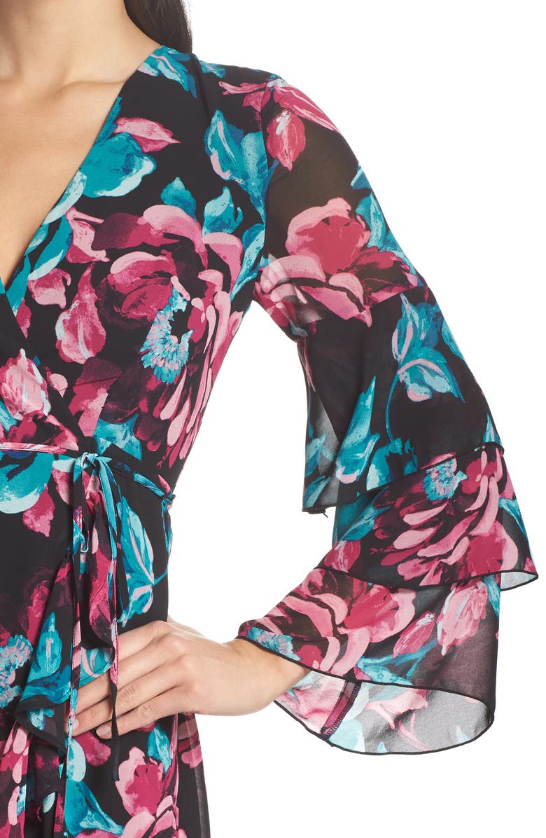 charles henry ruched tiered dress Charles Henry Wrap Tiered Sleeve Dress