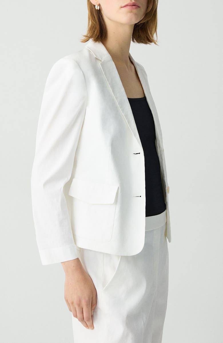 Theory Shrunken Linen Blend Jacket, Alternate, color, White