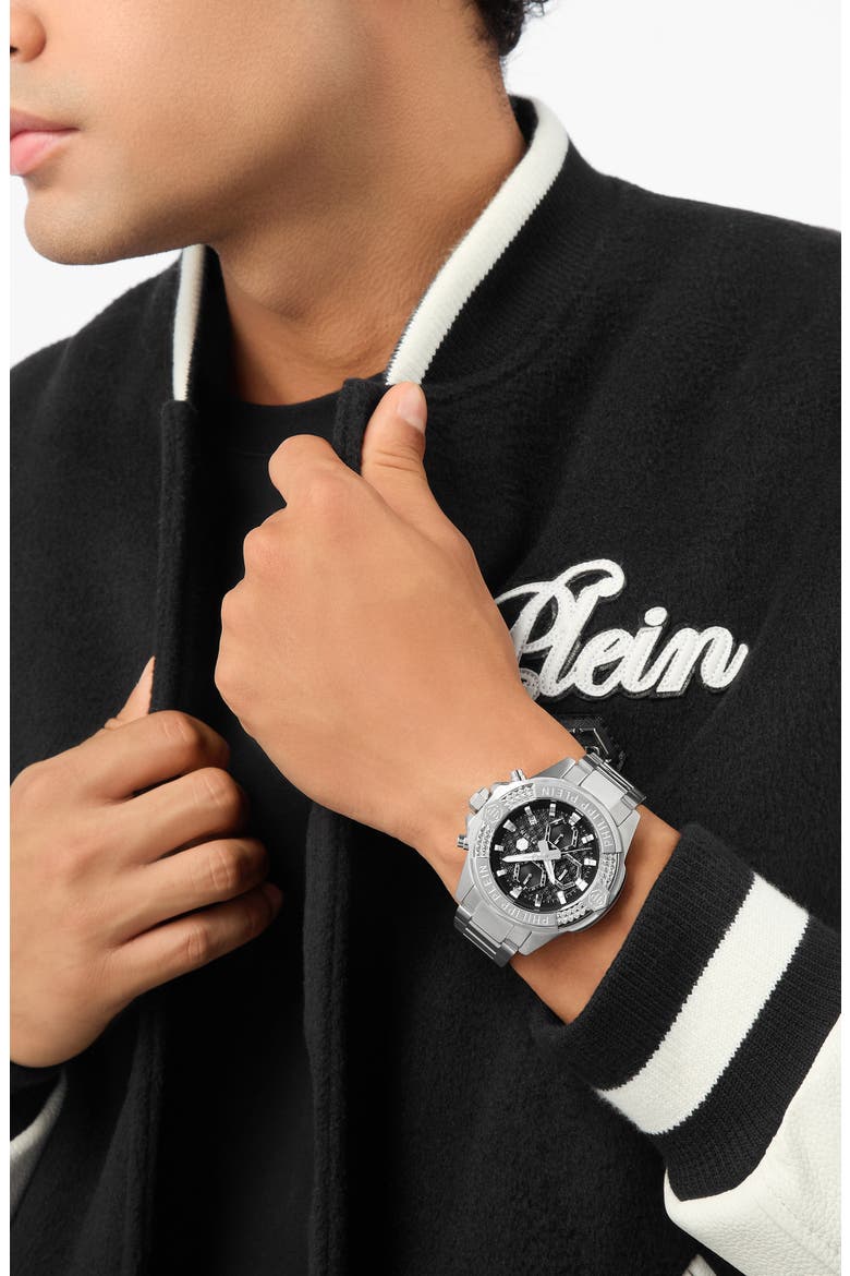 The $kull Chronograph Bracelet Watch, 44mm, Alternate, color, STAINLESS STEEL