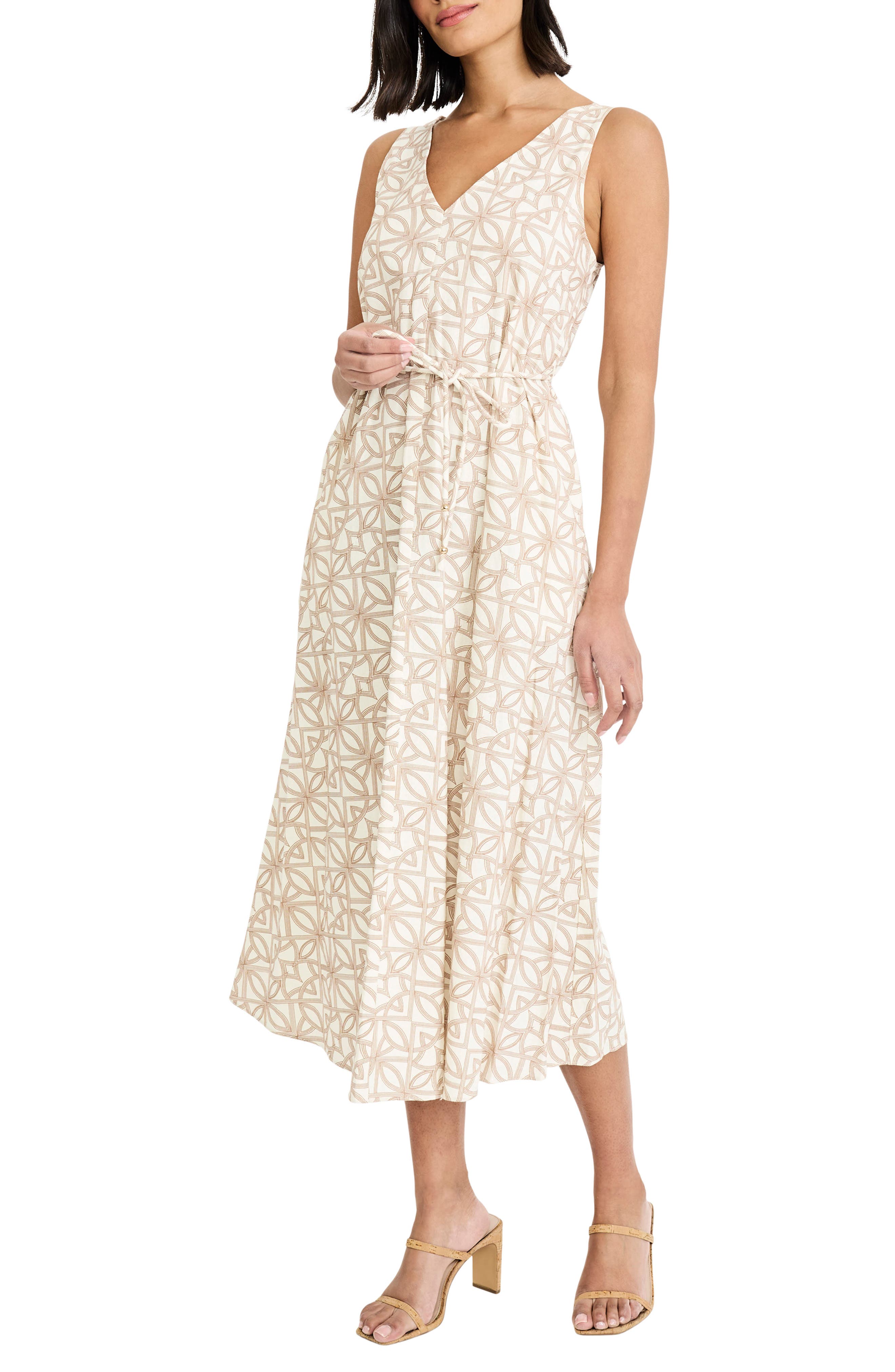 printed high waist midi dress Purple Floral Drop Waist Midi Dress - All Dresses