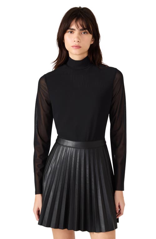 Steve Madden Nevah Long Sleeve Faux Leather Minidress In Black