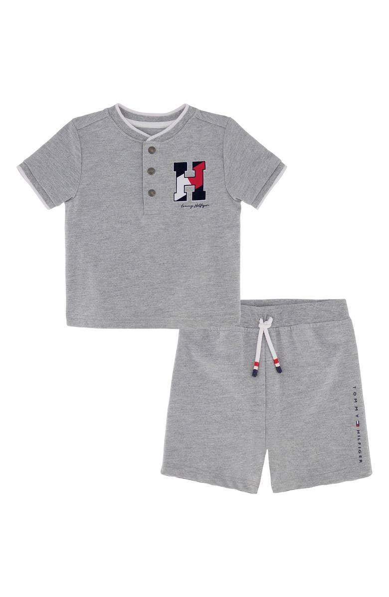 Tommy Hilfiger Cotton Henley & Shorts Set, Main, color, Grey