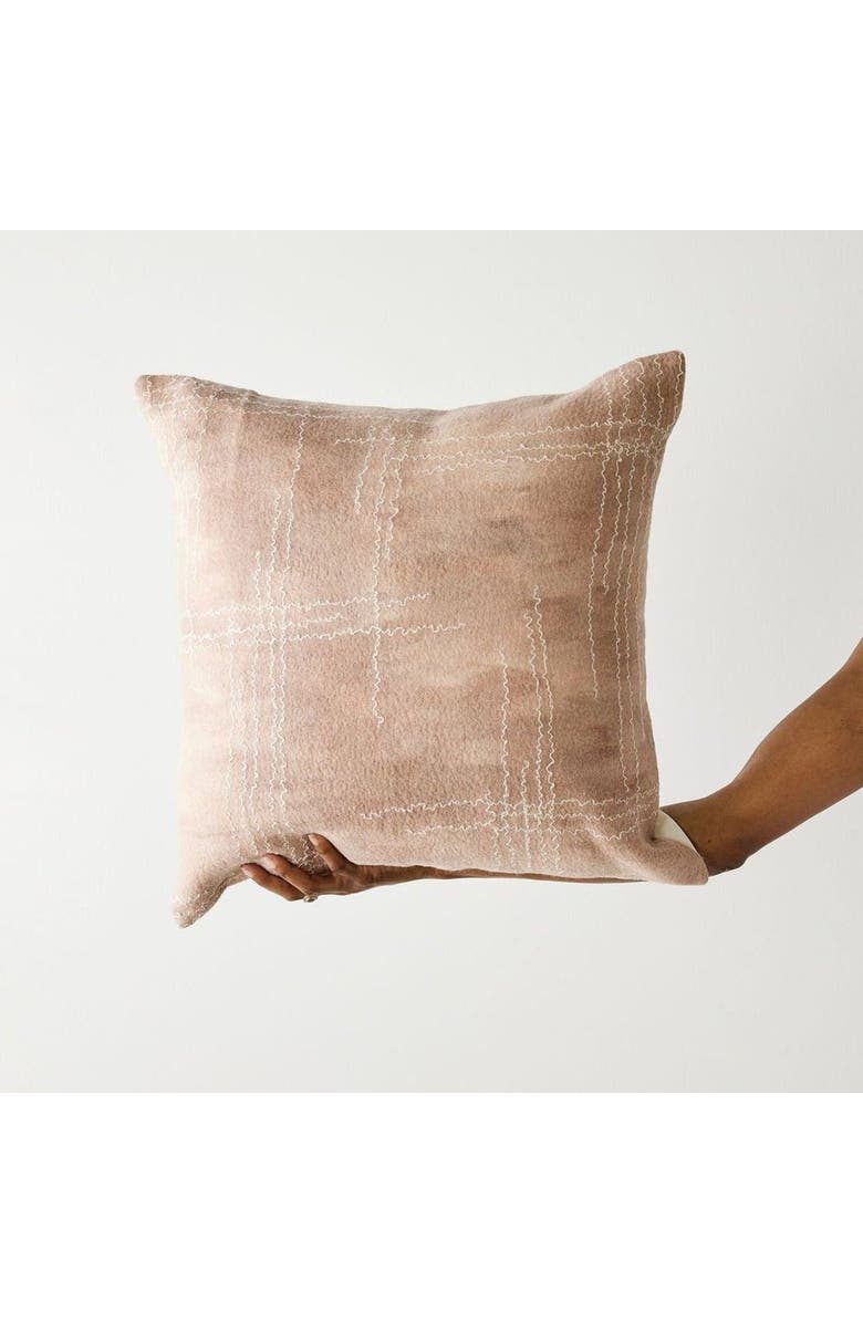 kanju Interiors Linear Dusty Rose Hand-Felted Merino Wool Throw Pillow w/ Insert, Main, color, Dusty Rose