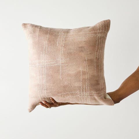 Linear Dusty Rose Hand-Felted Merino Wool Throw Pillow w/ Insert