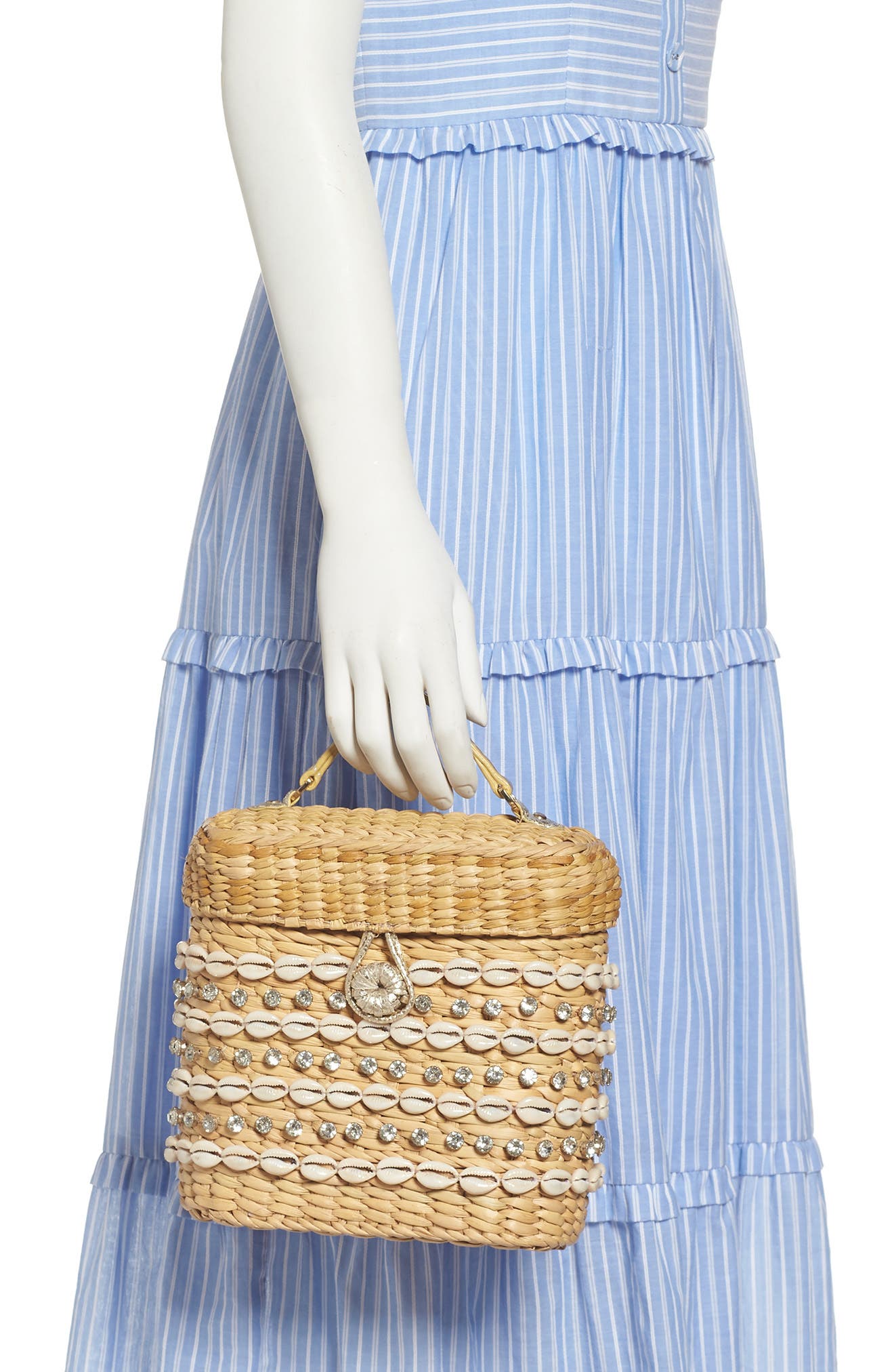 The Ashleigh Canteen Woven Clutch, Alternate, color, NATURAL/ CLEAR BLING