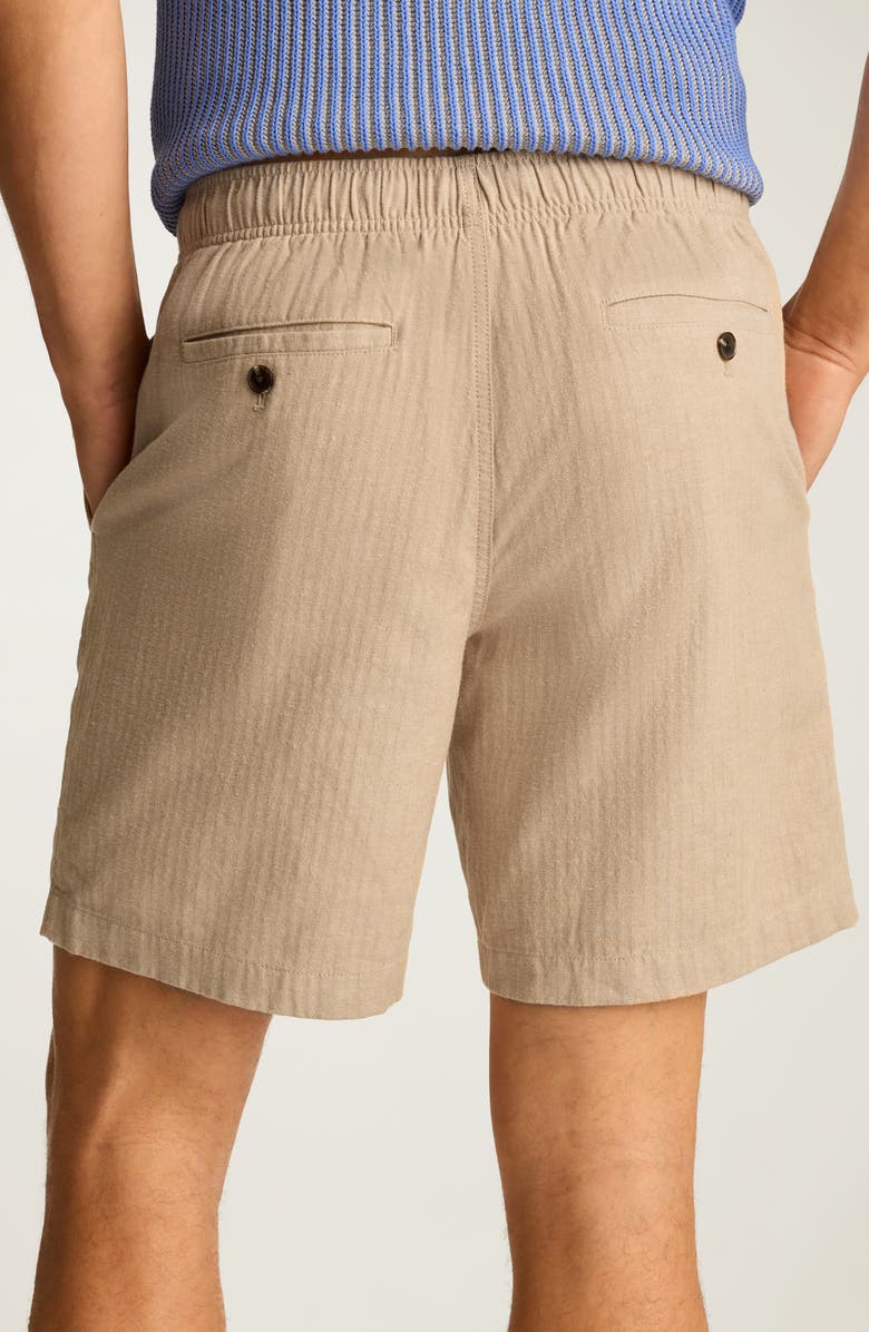 Bonobos Nomad Drawstring Cotton & Linen Shorts, Alternate, color, Khaki Herringbone