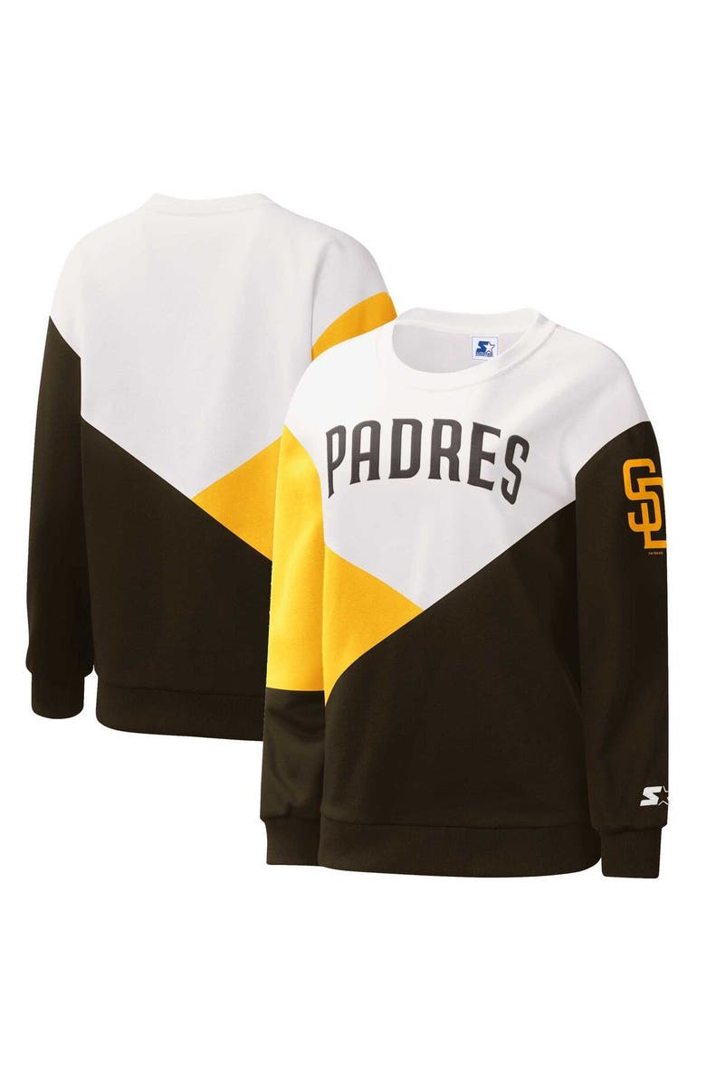 STARTER Women's Starter White/Brown San Diego Padres Shutout Pullover Sweatshirt, Main, color, White