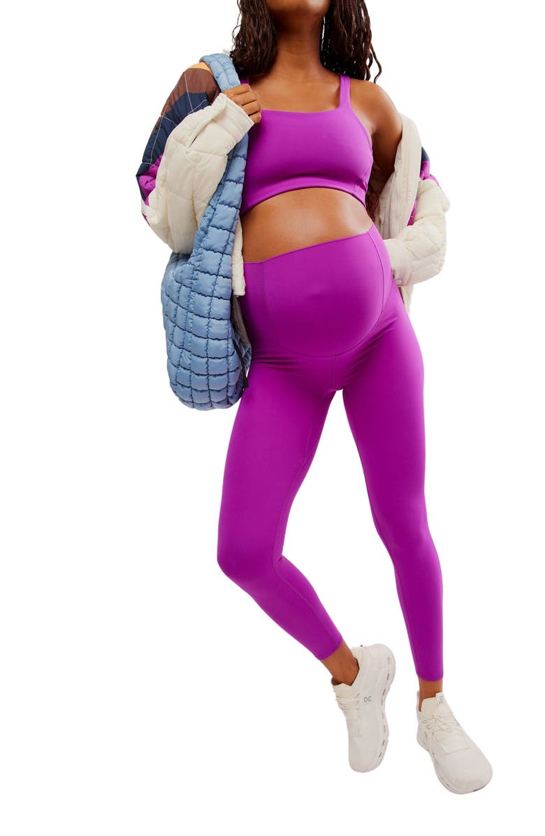 Free People x Hatch Never Better Maternity Leggings, Alternate, color, Fluorenscent Berry