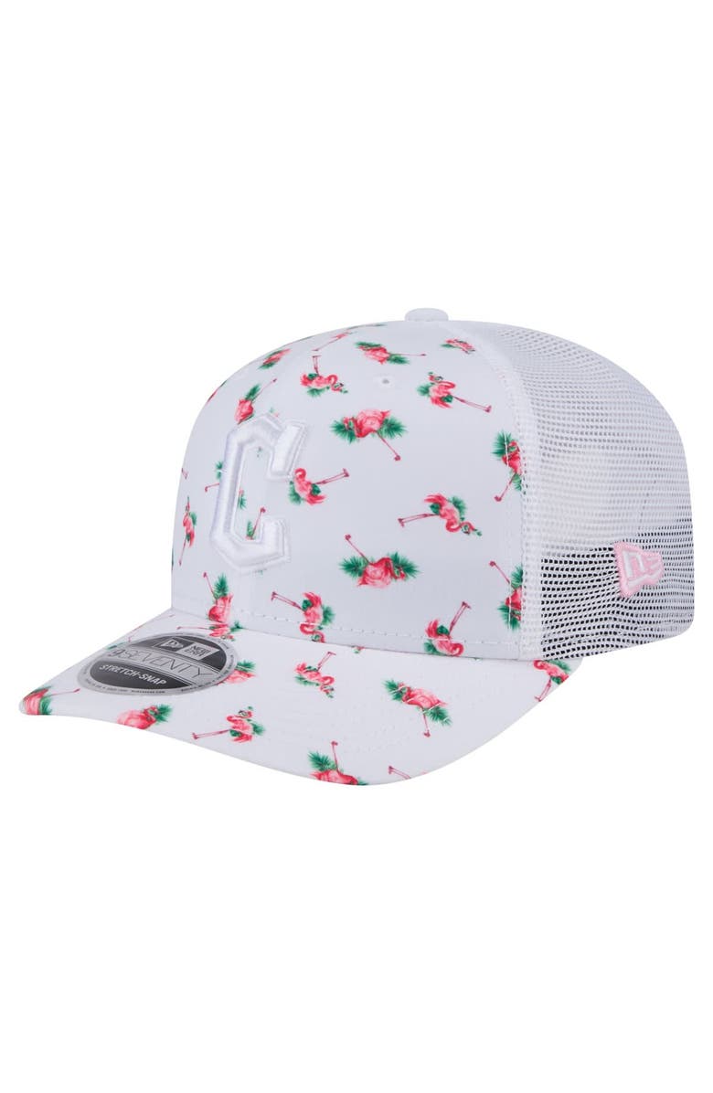 New Era Men's New Era  White Cleveland Guardians Flamingo Mesh Back 9SEVENTY Stretch-Snap Hat, Main, color, 
