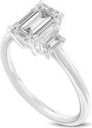 LuvMyJewelry Seraphine 14K White Gold Emerald Cut Lab Grown Diamond 3 Stone Engagement Ring - 1.75 ctw