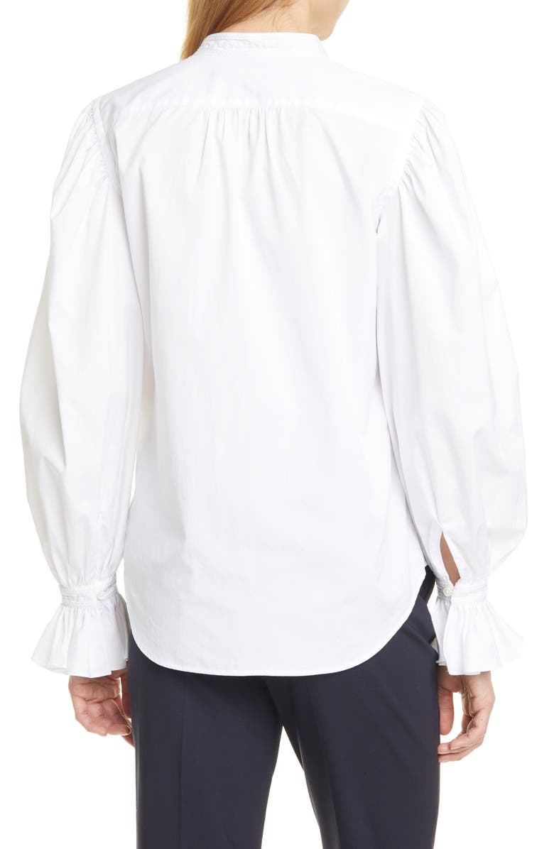 Polo Ralph Lauren Gretchen Ruffle Sleeve Cotton Button-Up Shirt, Alternate, color,