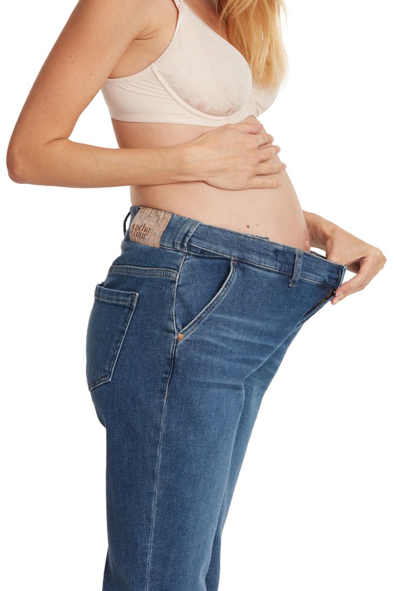Carrie Mom fit maternity and post partum jeans, Alternate, color, MID BLUE USED