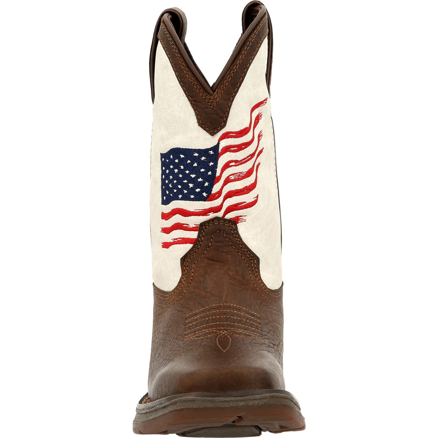 DURANGO Lil
 Big Kids Distressed Flag Western Boot, Alternate, color, Bay Brown And White