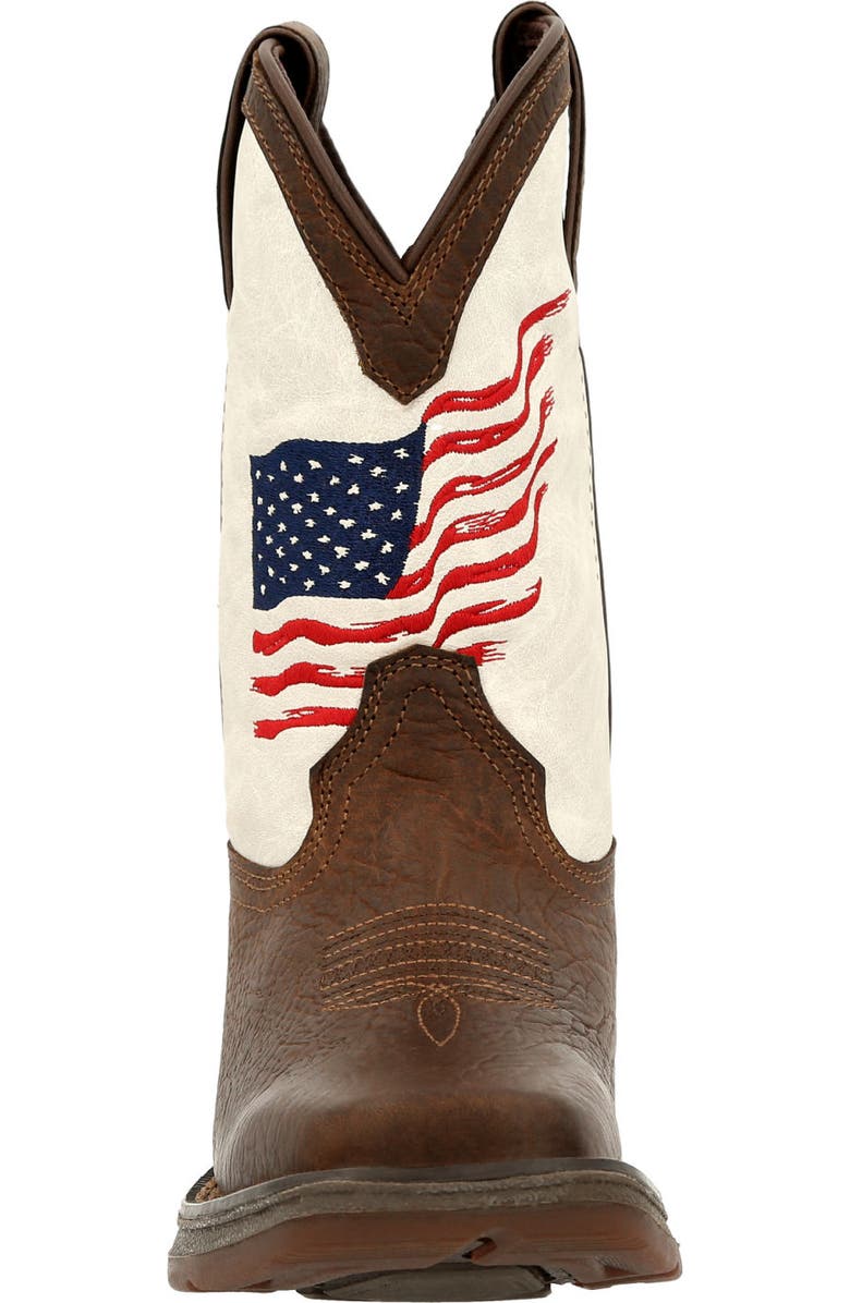 DURANGO Lil' Big Kids Distressed Flag Western Boot, Alternate, color, Bay Brown And White