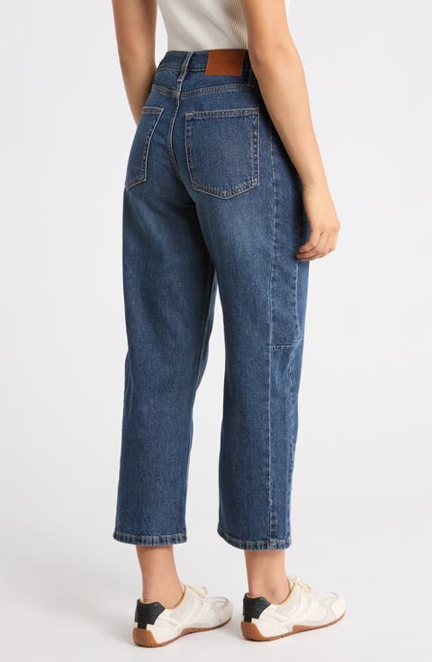 Barrel Leg High Waist Crop Jeans