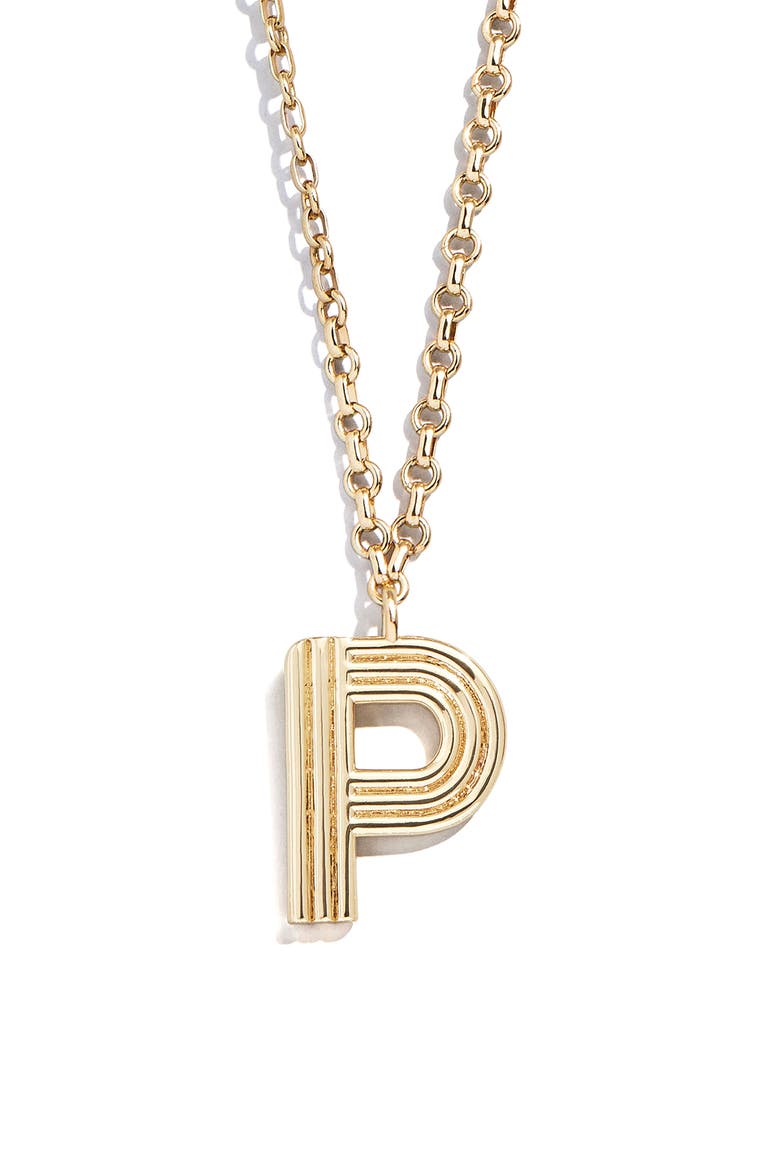 Oversize Etched Letter Initial Pendant Necklace, Main, color, GOLD P
