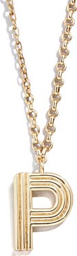 BaubleBar Oversize Etched Letter Initial Pendant Necklace