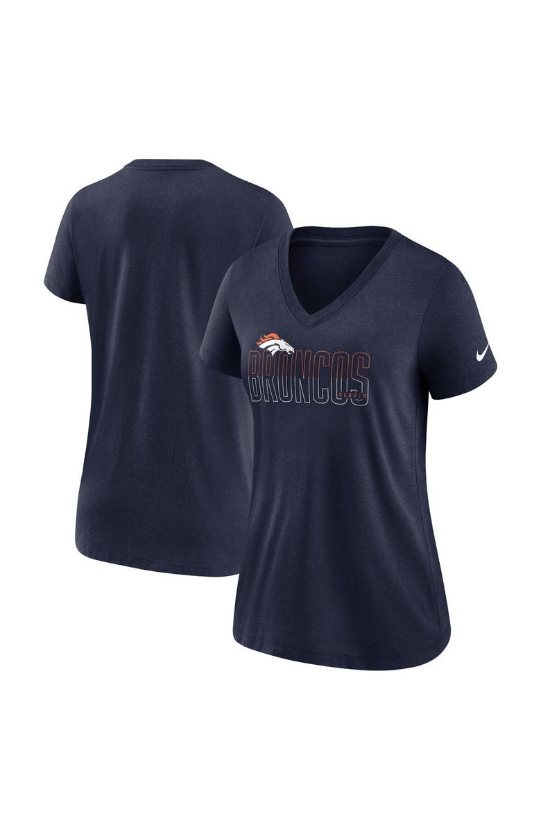 Nike Women's Nike Heathered Navy Denver Broncos Lock Up Tri-Blend V-Neck T-Shirt, Main, color, 