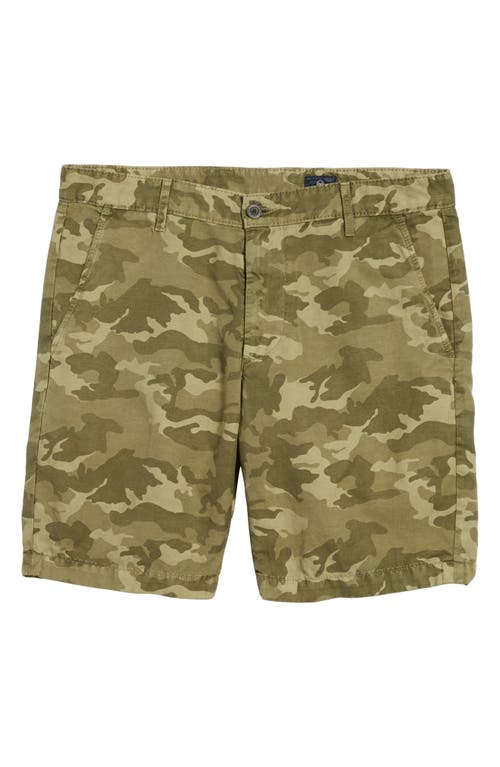 Ag Wanderer Slim Fit Cotton & Linen Shorts In Camo Dry Cypress