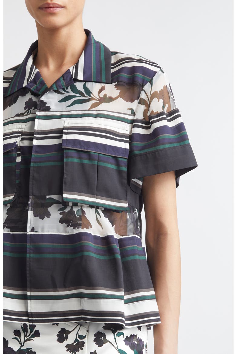 Pattern Mix Short Sleeve Button-Up Shirt, Alternate, color, WHITE MULTI