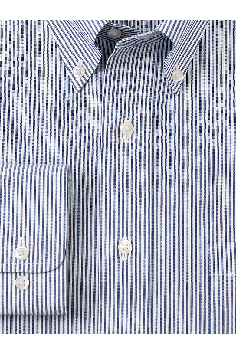 Tailored Fit Non-iron Cotton Pinpoint Solid Button Down Collar Dress Shirt, Alternate, color, Blue Stripe