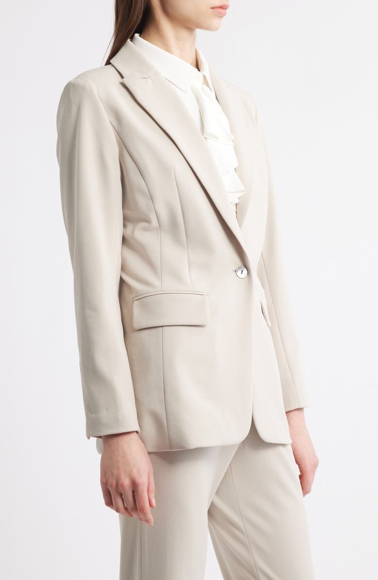 Ming Wang x Tanya Foster Deco Crepe One-Button Blazer, Alternate, color, Limestone