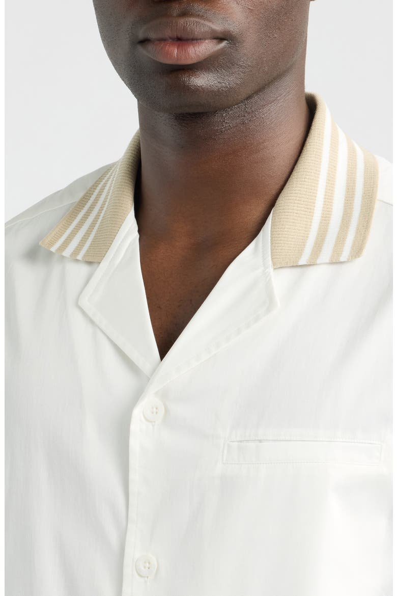Senna Ribbed Collar Cotton Camp Shirt, Alternate, color, IVORY- 10
