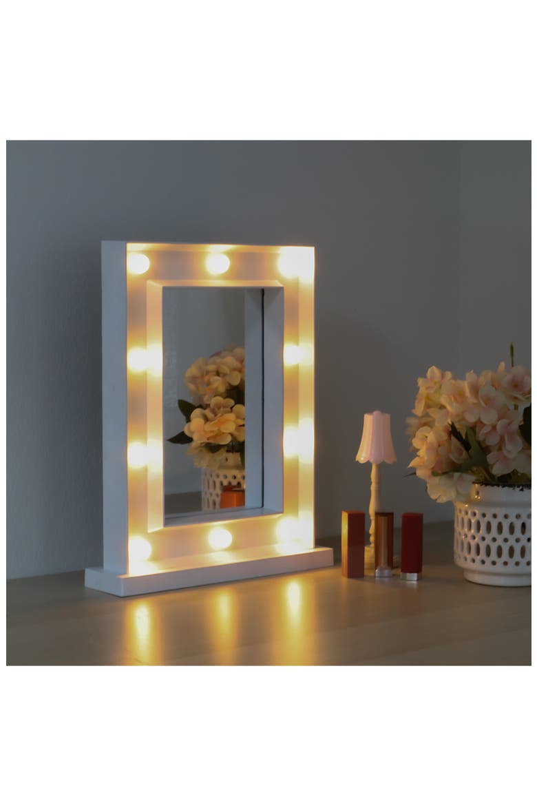 White Hollywood Vanity Wall Mirror, Alternate, color, WHITE