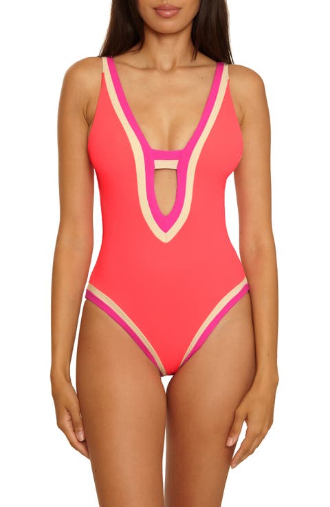 Coast Line Plunge One-Piece Swimsuit