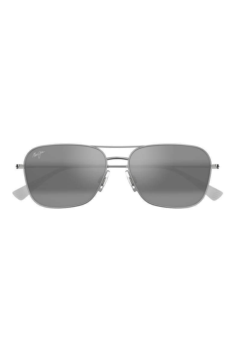 Naauao 58mm PolarizedPlus2® Aviator Sunglasses, Main, color, SILVER/ NEUTRAL GREY