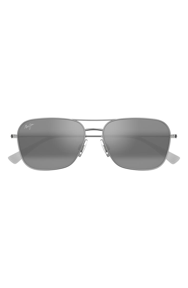 Maui Jim Naauao 58mm PolarizedPlus2<sup>®</sup> Aviator Sunglasses, Main, color, Silver/ Neutral Grey