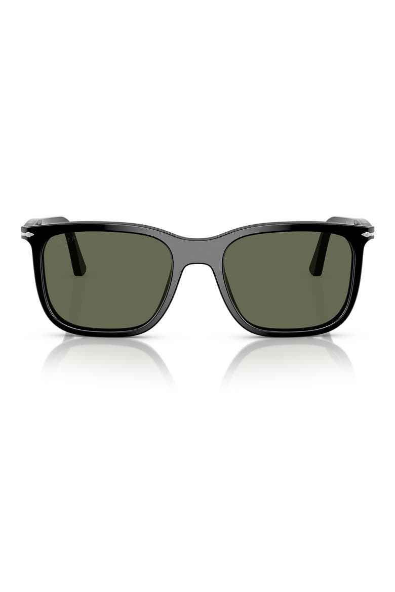 56mm Polarized Rectangular Sunglasses, Main, color, BLACK
