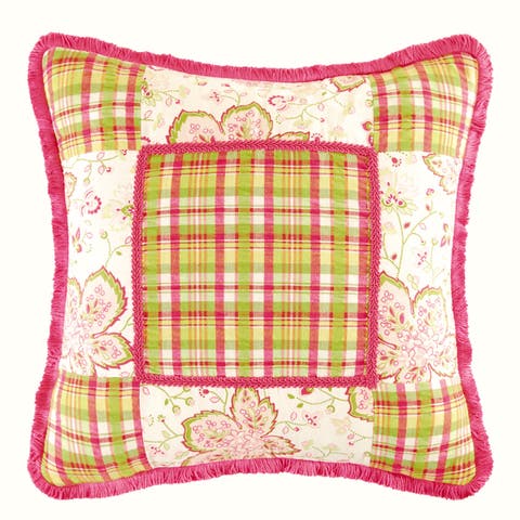 Colonial Williamsburg Plaid Center Pieced Throw Pillow, 16" x 16"