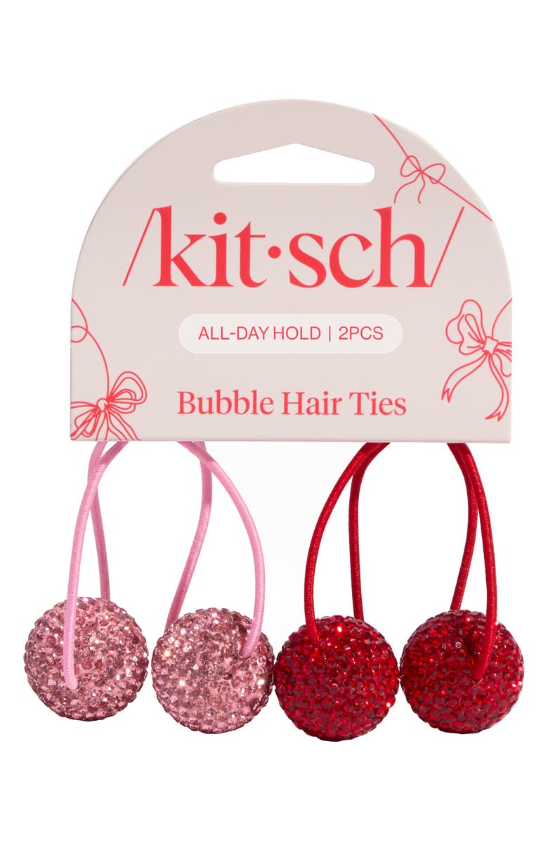 Kitsch 2-Pack Bubble Hair Ties, Alternate, color, Red/ Pink